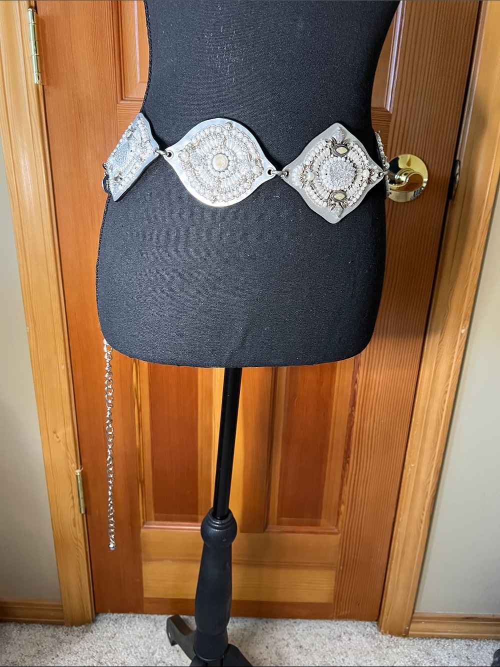 Chico's Silver Beaded Decorative Waist Belt